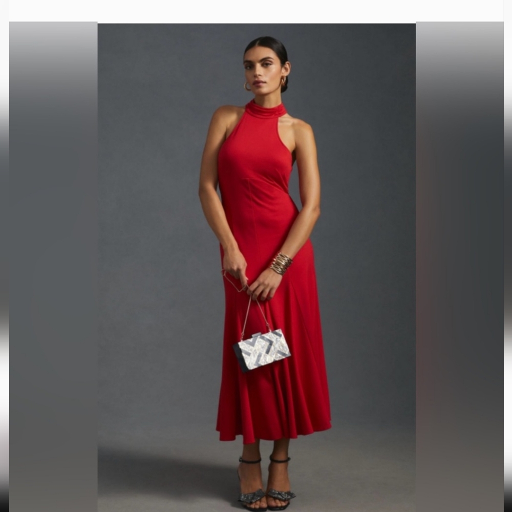 Maeve Red Halter-Back Midi Dress - Picture 9 of 13